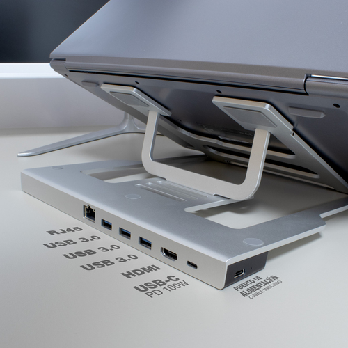 CoolBox ATRILDOCK ALUMINIO USB-C A HDMI 4K/3XUSB-A/PD 100W/SD/MICROSD/RJ45 PC/MAC