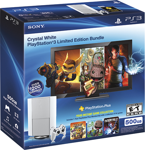 Sony Interactive Entertainment PS3 500GB Classic White Instant Game Bundle