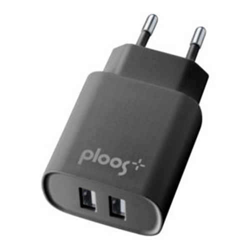 PLOOS PLTC2USB2AK зарядное устройство для мобильных устройств Смартфон, Универсальная Черный Кабель переменного тока Для помещений