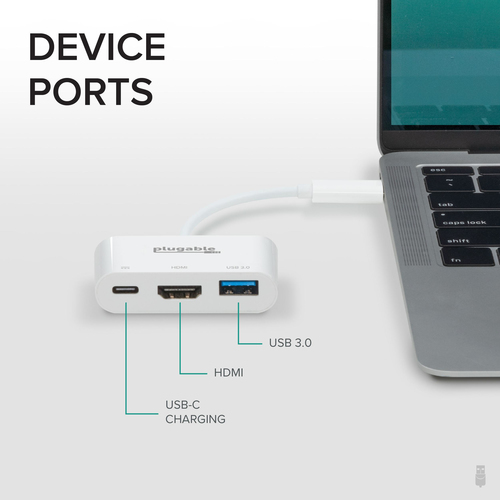 Plugable Technologies USB C to HDMI Multiport Adapter, Driverless 3-in-1 USB C Hub with 4K HDMI Output, USB 3.0 and USB-C Charging Port, Compatible with MacBook – image 2