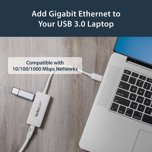 StarTech.com USB 3.0 to Gigabit Ethernet Adapter NIC w/ USB Port - White – image 9
