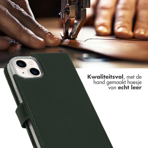 Selencia Echt Lederen Bookcase iPhone 14 Plus - Groen, afbeelding 2