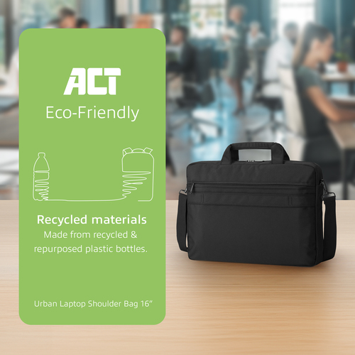 ACT Urban shoulder bag for laptops up to 16”, made from recycled plastic bottles – image 2