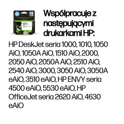 Oryginalny tusz wkład HP 301 Kolor XL CH564EE