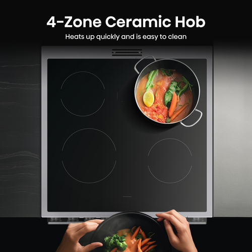 Hisense Hi6 Max HDCEC6C20X 60cm Wide Double Oven Electric Cooker with Ceramic Hob - Stainless Steel - A Rated, Stainless Steel - image 8