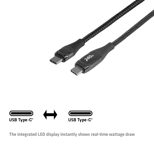 CLUB3D Veilige USB-C®-kabel met vermogensmeter, 240 W, geen dataoverdracht, 2 m, afbeelding 4