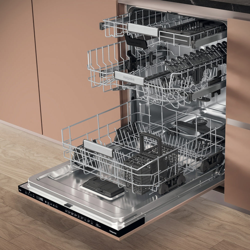 Hotpoint Hydroforce H8IHP42LUK Fully Integrated Full Size Dishwasher - Black Control Panel with Fixed Door Hinge Kit - C Rated, Black - image 2