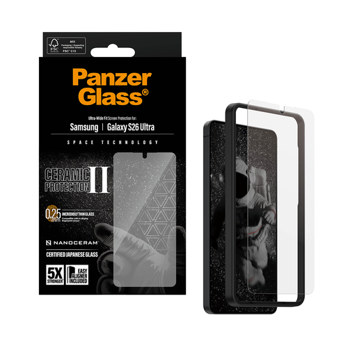 PanzerGlass ® Ceramic Screen Protector Samsung Galaxy S26 Ultra | Ultra-Wide Fit w. EasyAligner Protector de pantalla 1 pieza(s)