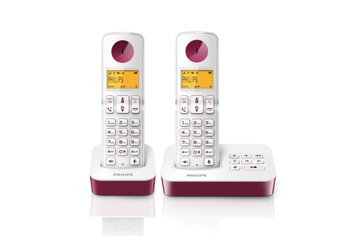 Philips D2052WP/FR telephone DECT telephone Caller ID Burgundy, White – image 2