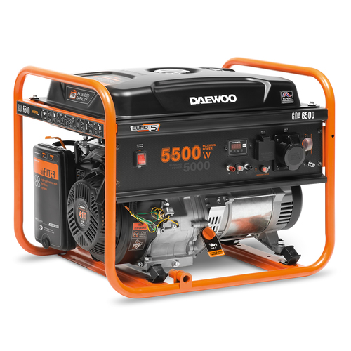 Daewoo GDA 6500 motor-generator 5000 W 30 L Benzin Orange, Sort