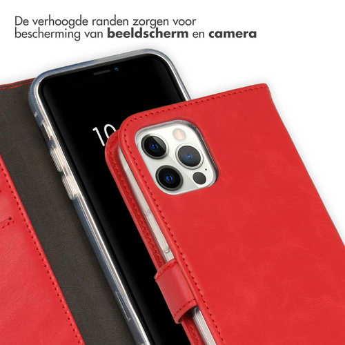 Selencia Echt Lederen Bookcase iPhone 12 (Pro) - Rood, afbeelding 4