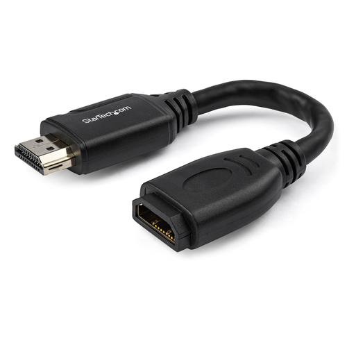 StarTech.com 6in High Speed HDMI Port Saver Cable with 4K 60Hz - Short HDMI 2.0 Male to Female Adapter Cable - Port Extender (HD2MF6INL) HDMI-forlængerkabel 15.2cm Sort