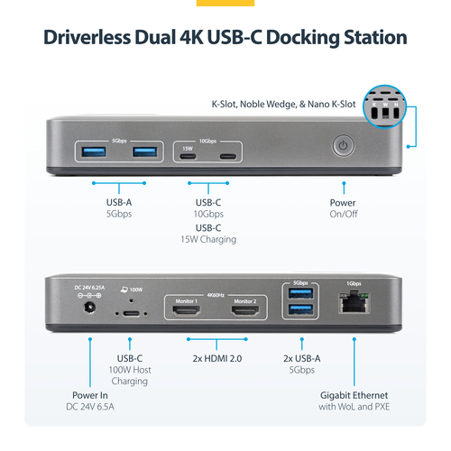 StarTech.com Dual-Monitor USB-C Docking Station, HDMI, 4K – image 3