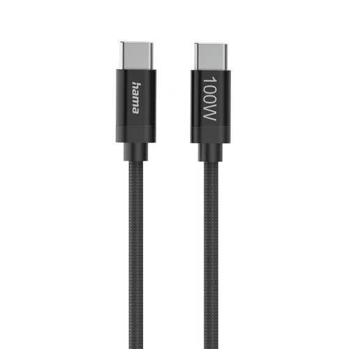 Hama Fabric USB-C - USB-C 100W 1.5 m nylon Oplader Zwart