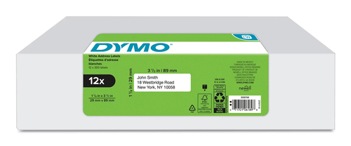 NEWELL-DYMO LABELWRITER -1-1/8 X 3-1/2- 28MM X 89MM WHTADR 350CT12PK-6 RL , BLAC