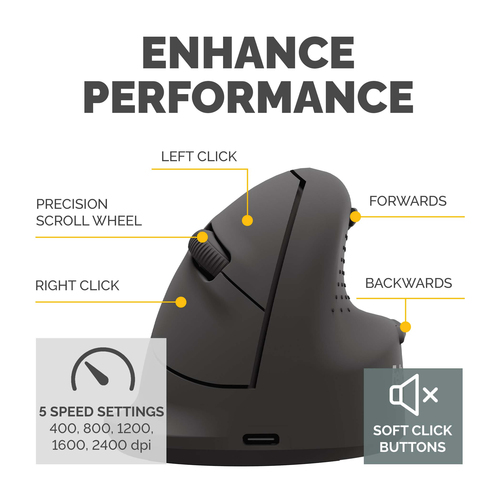 Fellowes Vertical Wireless Mouse Breyta Plus+ Ergonomic Right Handed Vertical Mouse with Antibacterial Protection Large – image 8