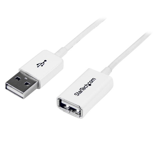 StarTech.com 3m White USB 2.0 Extension Cable Cord - A to A - USB Male to Female Cable - 1x USB A (M), 1x USB A (F) - White, 3 meter (USBEXTPAA3MW) USB forlængerkabel 3m Hvid