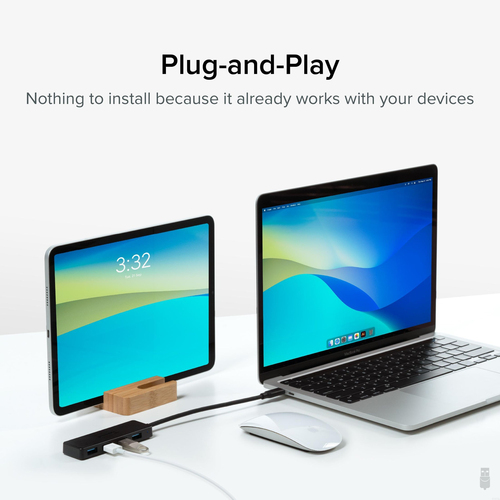Plugable Technologies USB C to USB Adapter Hub, 4 Port USB 3.0 Hub, USB Splitter for Laptop, Compatible with Windows, MacBook Pro/Air, iPad Pro, Surface Pro, Ch – image 3