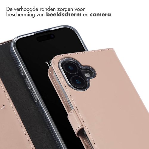 Selencia Echt Lederen Bookcase iPhone 16 - Dusty Pink, afbeelding 4
