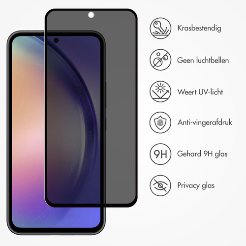 Accezz Gehard Glas Privacy Screenprotector Samsung Galaxy A54 (5G) / S23 FE Smartphone screenprotector Transparant, afbeelding 4