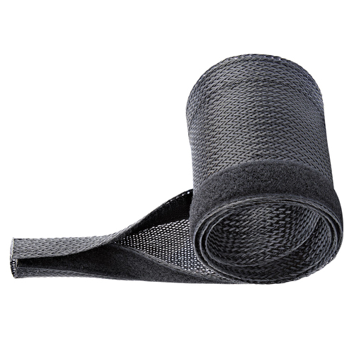 StarTech.com 10ft (3m) Cable Management Sleeve, Trimmable Heavy Duty Cable Wrap, 1.2 (3cm) Dia Polyester Mesh Computer Cable Manager/Protector/Concealer - Black Cord Organizer/Hider, Floor Cable Cover, Wire Wraps (WKSTNCMFLX) 3m Sort – billede 5