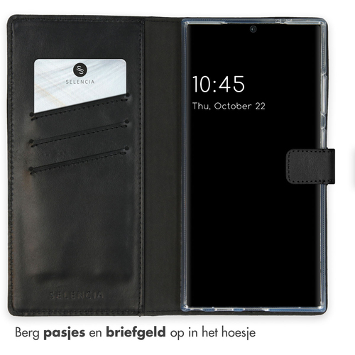 Selencia Echt Lederen Bookcase Samsung Galaxy S24 Ultra - Zwart, afbeelding 3