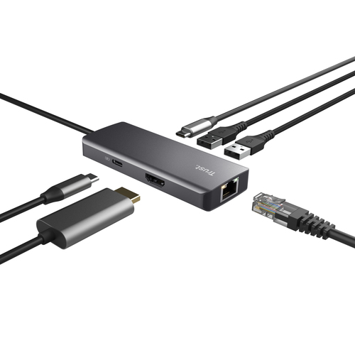 Trust Dalyx 6-in-1 USB-C-adapter USB Hub Zilver, afbeelding 4