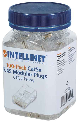 Intellinet PLUG RJ45 CAT5E MULTIFILAR UTP BOTE 100 PZAS ORO 15-MICRAS imagen 2