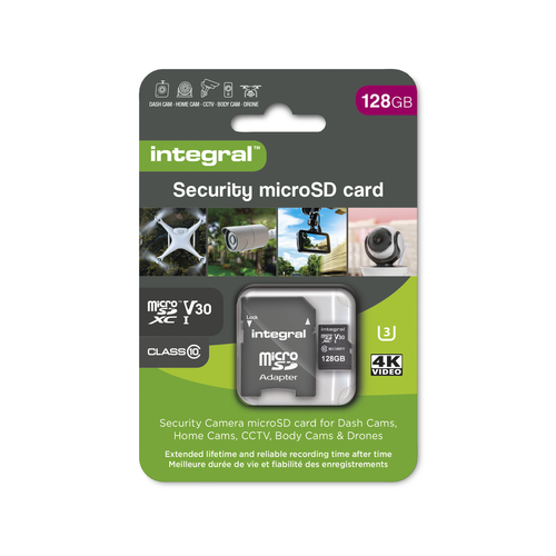 Integral 128GB MICRO SD CARD FOR DASH CAM SECURITY CAM 4K VIDEO V30 U3 100MBS READ 60MBS WRITE HIGH ENDURANCE – image 2