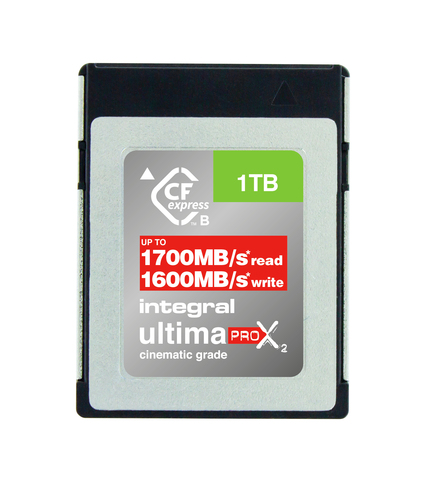 Integral 1TB CFEXPRESS CARD TYPE B 2.0 UP TO R-1700 W-1600 MBS SUSTAINED WRITE - 500MBS CINEMATIC GRADE 8K RAW and 4K 120FPS