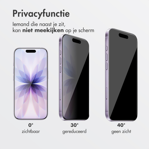 Accezz Gehard Glas Privacy Screenprotector + Applicator voor de Apple iPhone 17 - Screenprotector 6.1", afbeelding 2