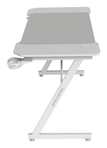 Mars Gaming MGD-X120, Mesa Gaming Ergonómica, Superficie en Fibra de Carbono, Estructura Metálica, Alfombrilla XXL, Soporte Auriculares y Bebida, Gestión Cableado, Escritorio PC 120x60cm, Blanco