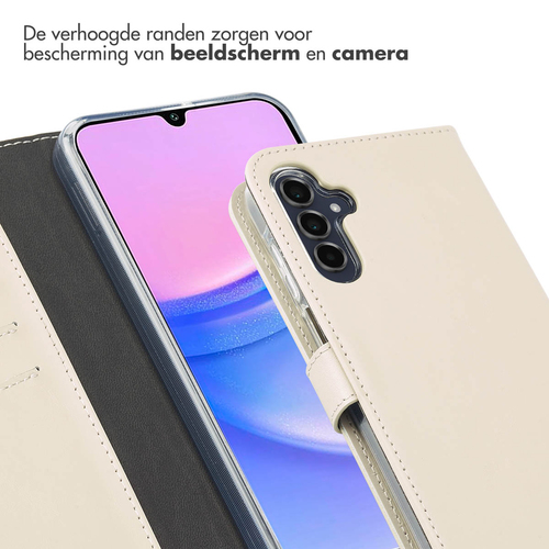 Selencia Echt Lederen Bookcase Samsung Galaxy A15 (5G / 4G) - Greige, afbeelding 4