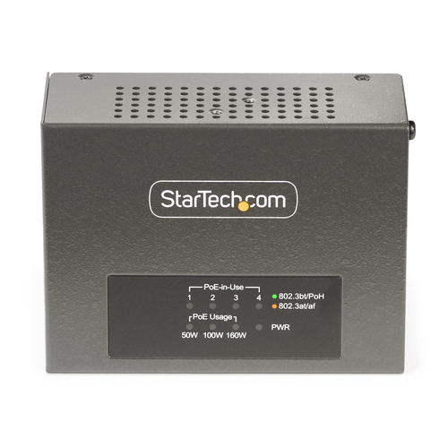 StarTech.com 4-Port Multi-Gigabit PoE++ Injector, 52.5G Ethernet (NBASE-T), PoEPoE+PoE++ (802.3af802.3at802.3bt), 160Watts Power Budget, WallDIN Rail, afbeelding 5