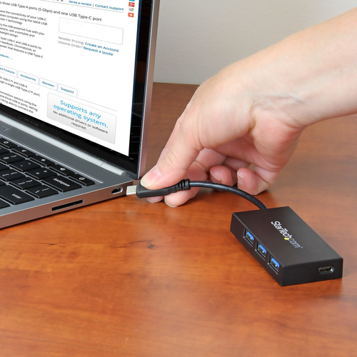 StarTech.com 4-Port USB 3.0 Hub - Powered USB 3.1 Gen 1 Hub - USB-C to 1x USB-C and 3x USB-A Adapter - USB-C Port Expander (HB30C3A1CFB) Sort – billede 5