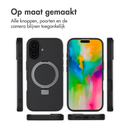 Accezz Ring Stand Backcover met MagSafe iPhone 16 - Zwart, afbeelding 7