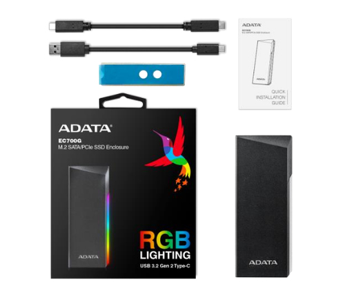 ADATA AEC700GU32G2-CGY caja para disco duro externo Caja externa para unidad de estado sólido (SSD) Negro M.2 imagen 1