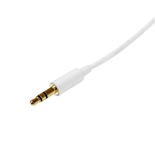 Startech 1m White Slim 3.5mm Stereo Audio Cable - 3.5mm Audio Aux Stereo - Male to Male Headphone Cable - 2x 3.5mm Mini Jack (M) White (MU1MMMSWH) Audiokabel Hvid – billede 2