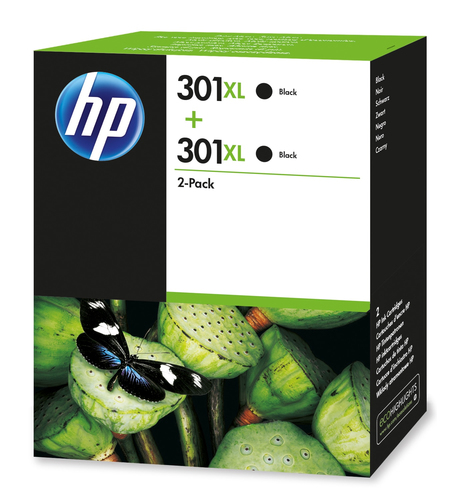 HP 301XL 2-pack High Yield Black Original Ink Cartridges