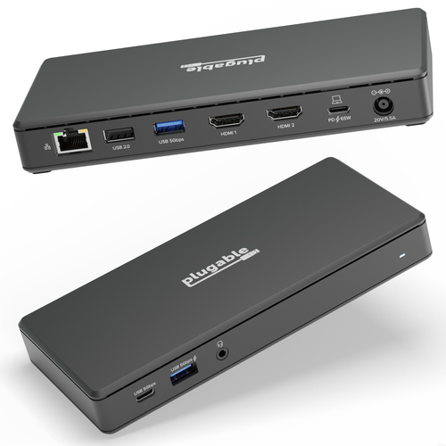 Plugable Technologies USB C Docking Station Dual Monitor 2 HDMI Ports, Power Delivery Dock, Dual 4K Monitor for Windows, ChromeOS, 1x USB-C, 3x USB, Ethernet, a – image 1