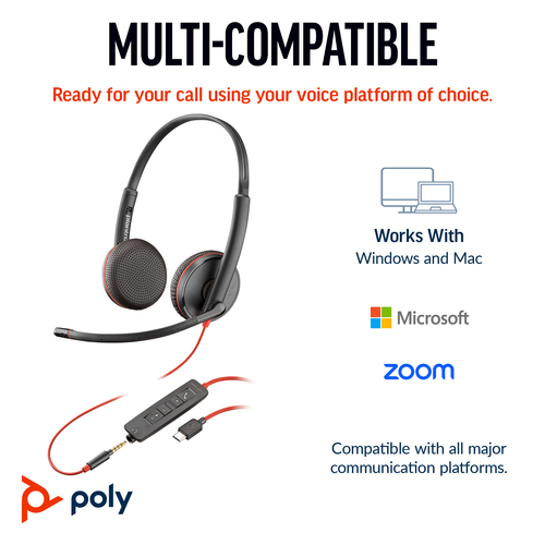 HP Poly HP 8X229AA Blackwire C3225 headset Stereo Over-ear Corded Black Vo... - image 2