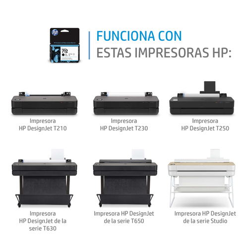 HP Cartucho de Tinta DesignJet 712 negro de 80 ml imagen 2