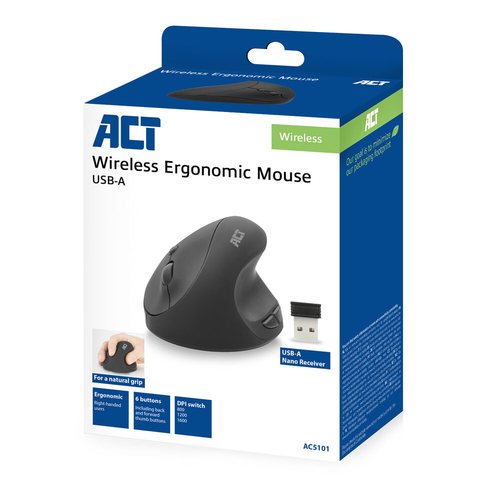 ACT Connectivity Draadloze Ergonomische Muis, afbeelding 4