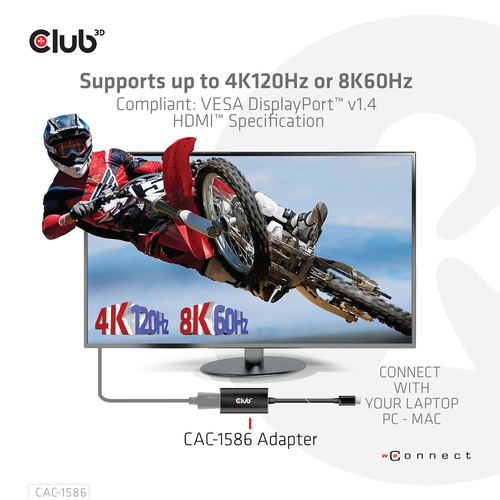 CLUB3D USB Gen2 Type C to HDMI™ 4K120Hz HDR10 with DSC 1.2 Active Adapter M/F – image 6