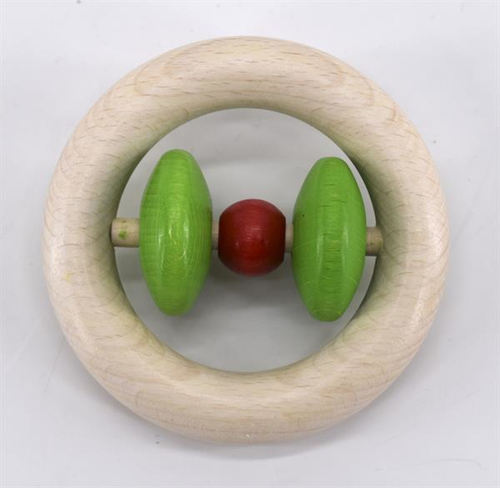 Voggenreiter 1124 roti houten rammelaar ring rood-groen, afbeelding 4