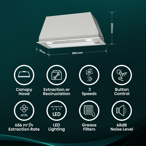 Hisense CH6BI12BXUK 60 cm Canopy Cooker Hood - Stainless Steel - image 3