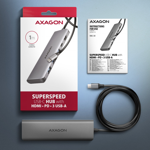 AXAGON SuperSpeed USB-C Hub USB-Hubs - USB 31 - 5 - silber – Foto 7 von 8