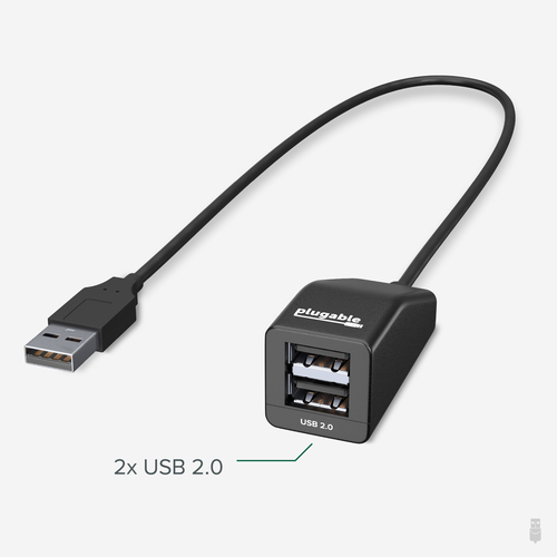 Plugable Technologies 2-in-1 USB Splitter with Dual USB 2.0 Ports, Compatible with Windows, Linux, macOS, Chrome OS, USB Multiport Hub for Laptops – image 2