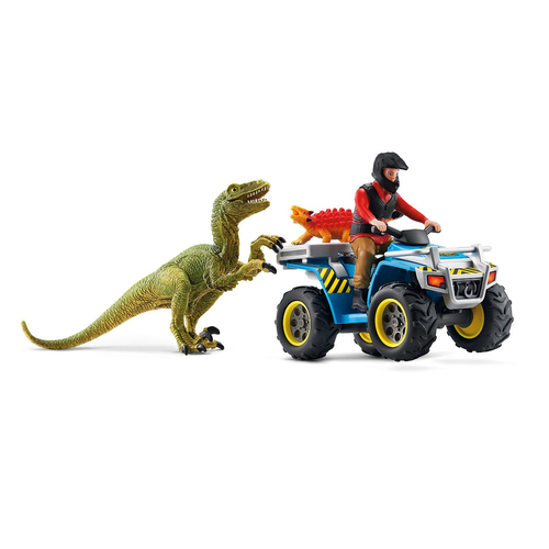 Schleich Dinosaurs - Vlucht op de quad voor Velociraptor speelfiguur, afbeelding 8
