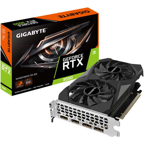 GV-N3050WF2OC-6GD Tarjeta de Video Gigabyte WindForce GeForce RTX3050 OC 6GB Dual Fan GDDR6 PCIe 40 2xHDMI 2xDP GV-N3050WF2OC-6GD